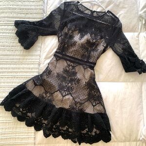 Chic Black Lace Long Sleeve Dress